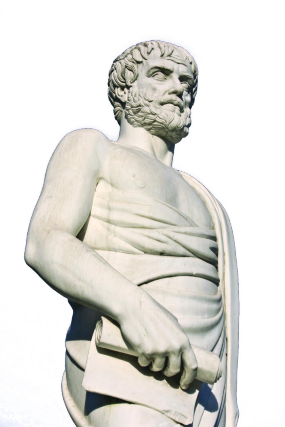 Moderna statua di Aristotele collocata a Stagira, sua città natale.