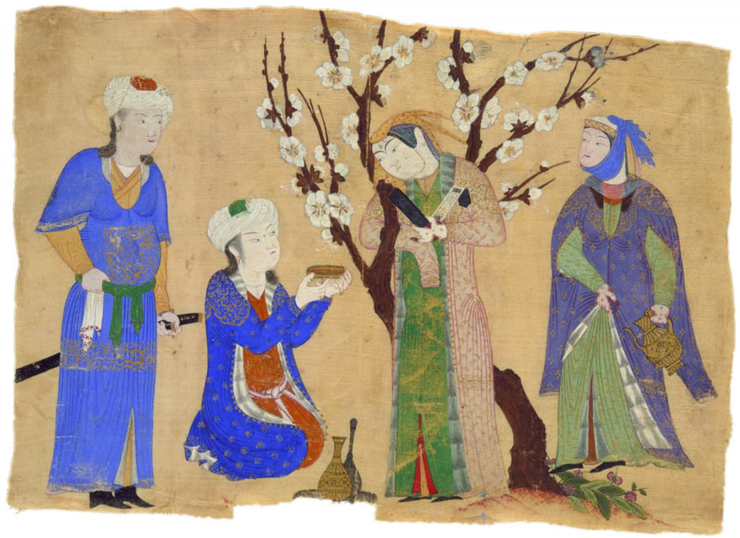 Offerta di bevande in un giardino, miniatura iraniana del XV secolo. New York, Metropolitan Museum of Art.